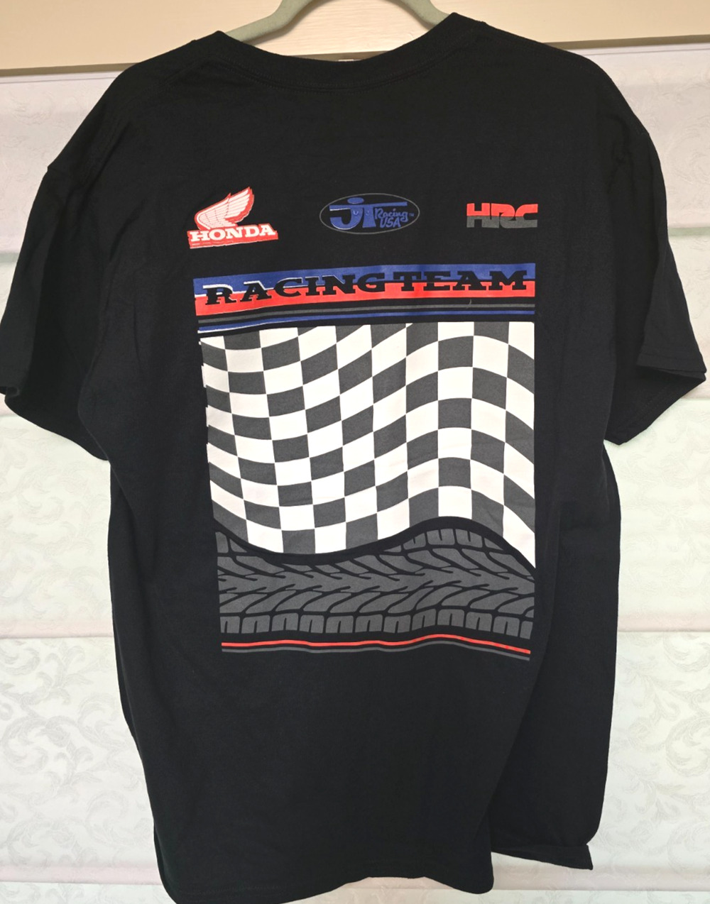 Honda Racing Team T Shirt Black Large JTG Racing USA Double Sided NWOT NEW